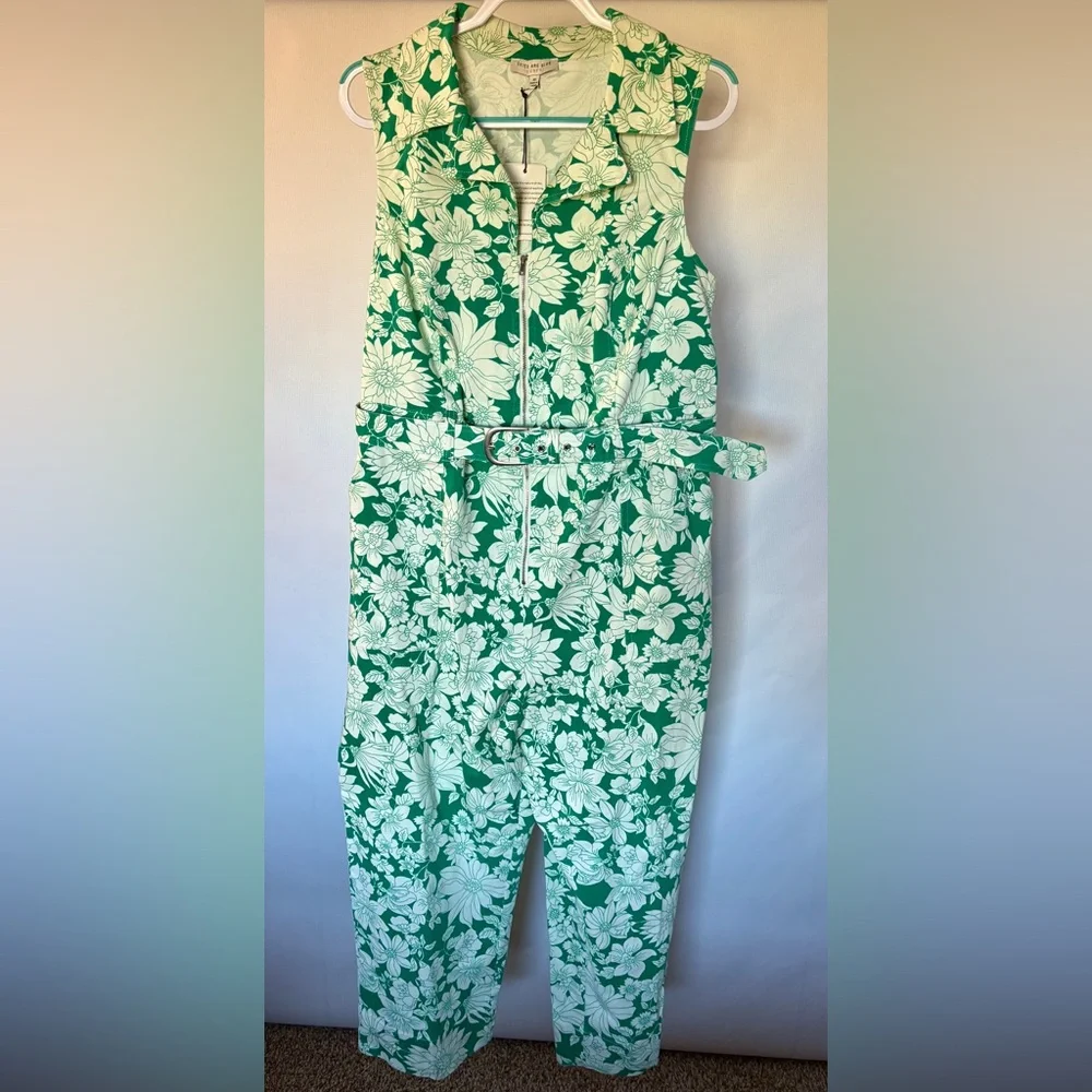 NEW w/Tags Skies Are Blue Curvy Green White Floral Jumpsuit Plus size 1X - Picture 2 of 10